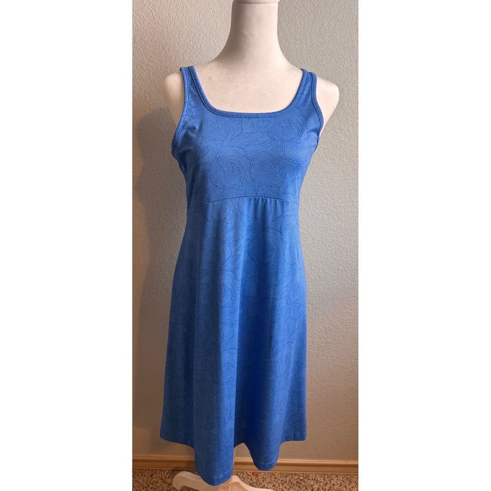 Columbia PFG Freezer III Dress Blue Wave Swirl Performance Tank Dress Small